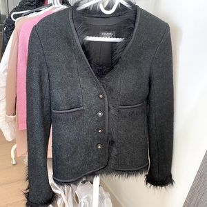 Vintage authentic Chanel black shearling blazer - size 36